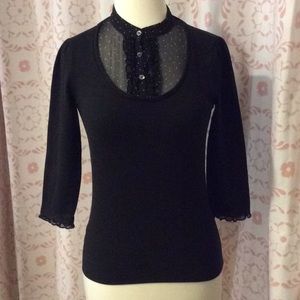 New Directions Black Three Quarter Sleeve Top